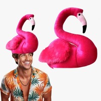 Deux serre-têtes de Noël à fleurs, chapeaux de Père Noël, décorations de fête, accessoires de costume en peluche flamant rose et dinde en aluminium