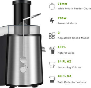 Presse-agrumes électrique centralisé haute performance pour usage domestique, avec boîtier en acier inoxydable, pour fruits entiers - Product Image 2