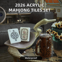 2026 Mahjonghau Ensemble de tuiles de Mahjong américain en acrylique argenté et turquoise, de luxe, portable, meilleures ventes, jeu de société Mahj Table Chess