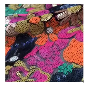 2023 Fashion Multicolor Beautiful Floral Sequin Fabric For Girl and Woman Dress