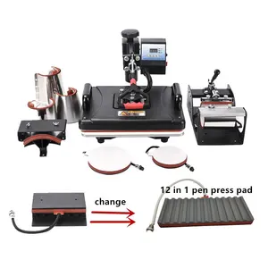 Rubysub Hot 9 in 1 Heat Press Machines Sublimation Heat Press Transfer Machine for Tshirt/Hat/Mug/Plate/Pen