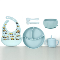 Bavoir en silicone pour bébé, ensemble d'alimentation pour bébé, bol, cuillère, tasse, vaisselle portable en silicone de haute qualité pour enfants, ensemble de couverts de voyage