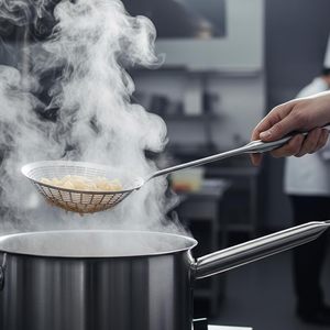 Colador de acero inoxidable 304 de gran tamaño, apto para uso alimentario, con mango largo para frituras, cuchara coladora doméstica para fideos - Product Image 2