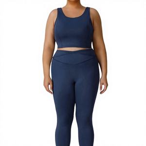 Wholesale Custom <b>Women</b> Plus Size Printed Gym Set Breathable Tank <b>Top</b> and High Waist Yoga Leggings Fitness Workout Activewear - Product Image 2