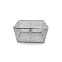 Panier de stérilisation en treillis métallique tissé en acier inoxydable chirurgical, plateau d'autoclave, soudé et plié pour le rangement des instruments chirurgicaux