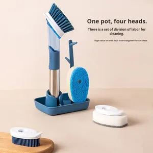 Juego de Cepillos para Platos con Dispensador de Jabón al por Mayor, Cabezales de Limpieza sin Esfuerzo, Soporte Conveniente, Ideal para Fregaderos, Ollas, Sartenes y Platos - Product Image 5