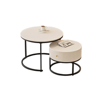 Ensemble de 2 tables gigognes multifonctionnelles pieds en métal tiroir salon café côté tables de chevet pour chambre balcon bureau appartement