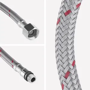 Stainless Steel PET Flexible Braided Metal Hose 30mm Nut Metal High Pressure Water Inlet Hose Faucet Explosion-proof Pipe