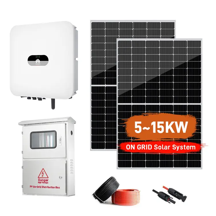 Yenilenebilir enerji 5kw 10kw 15kw 20kw on-grid güneş paneli sistemi 10kw güneş enerjisi sistemi