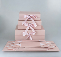 Scatola Regalo in Carta Pieghevole Personalizzabile, Scatola Regalo Rigida Rosa in Carta, Scatola Regalo in Cartone Laminato per Cosmetici