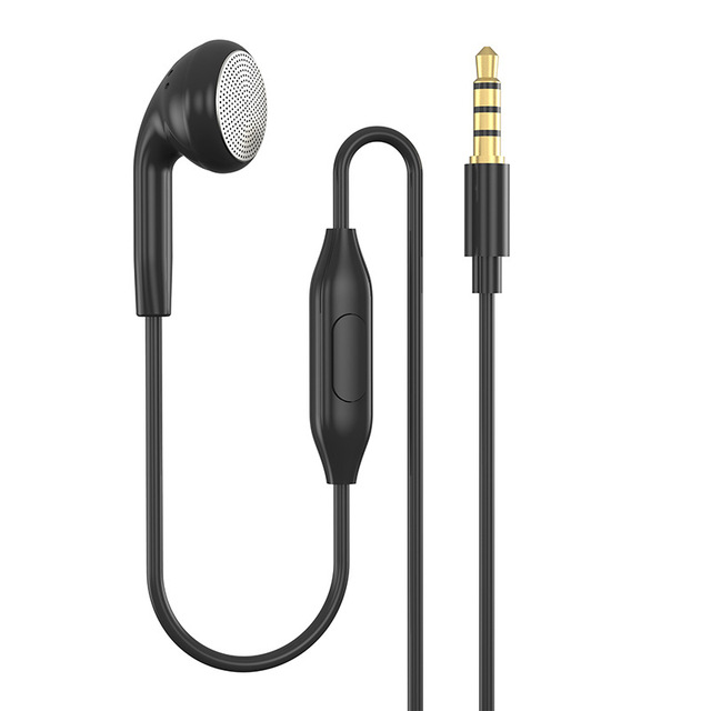 3.5mm Right Angle Wired Single Earbud Mono Earphone with Inline Control for Clear Calls
