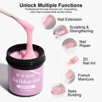 R S NAIL Gel de Construction Grande Capacité 150g pour Ongles, Sans HEMA, Sans TPO, UV LED, Soak Off, Transparent, Nude, Extension, Gel Dur Sans Chaleur