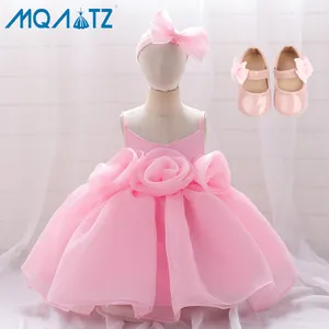 MQATZ新款婴儿女婴派对婚纱公主花童连衣裙抗皱带学步鞋前庭