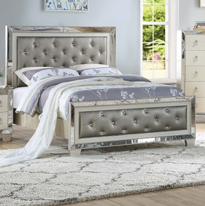 Luxury Modern Bedroom Furniture Diamond Crystal Wooden <b>Bed</b> Frame Adjustable <b>Convertible</b> Double Kingsize <b>Bed</b> Mirrored - Product Image 2