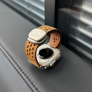 Correa de Cuero Genuino con Hebilla Magnética Lionorm para <span class=keywords><strong>Apple</strong></span> <span class=keywords><strong>Watch</strong></span> S11 S10 Ultra 2 49mm 45mm, Correa de Cuero Crazy Horse Transpirable - Product Image 5