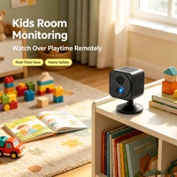 Caméras de sécurité intérieures sans fil avec surveillance à distance, capteur CMOS, mini caméra Wifi portable Cube 1080P avec vision nocturne