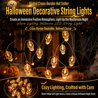 Guirlande lumineuse LED fantôme d'Halloween, chaîne de lampes clochettes, lumière décorative effrayante pour fête