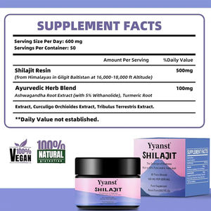 Suplemento de Resina de Shilajit Natural OEM con Ashwagandha y Cúrcuma - Sin Gluten, Apoyo para la Belleza y la Memoria, Aumenta la Energía - Product Image 2