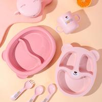 Ensemble de bol de dessin animé avec cuillère et tasse ensembles de bol pour enfants mignons ensemble d'ustensiles de cuisine pour enfants bébé mignon couleur rose de qualité alimentaire