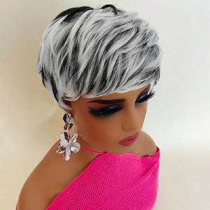 Peluca corta y rizada de marcas nacionales, estilo bob de fibra Kanekalon 1B1001, línea de cabello natural para mujeres, cualquier forma de rostro - Product Image 2