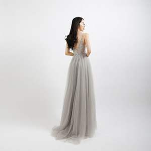 ชุดเดรสปาร์ตี้งานพรอมยาวผ้าโปร่งสายเดี่ยวทรงเอไลน์ลูกไม้ลายดอกไม้หรูหราประดับเลื่อมประดับด้วยลูกปัดแวววาว - Product Image 4