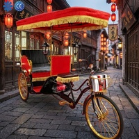 Tricycle passager décoratif vintage avec auvent pour visites panoramiques, rickshaw électrique, fourni directement par l'usine