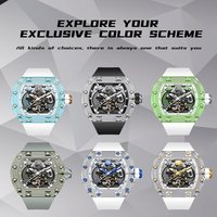 Tourbillon-Uhr Hochwertige Tonneau-Form Wasserdicht Analog Saphirglas Automatisches Mechanisches Uhrwerk - Mehrschichtige Komplexität