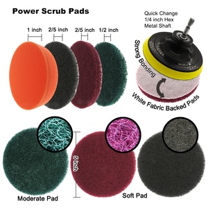 Juego de accesorios de cepillos de limpieza de taladro azul, 18 Uds., almohadillas para fregar, cepillo de fregado eléctrico de esponja con varilla extensible para limpieza de coche doméstico - Product Image 3