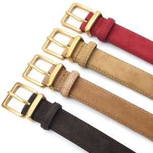 Cinturón de Cuero de Gamuza Marrón Vintage con Hebilla de Aleación para Hombre y Mujer, Estilo Retro Coreano Informal - Product Image 6