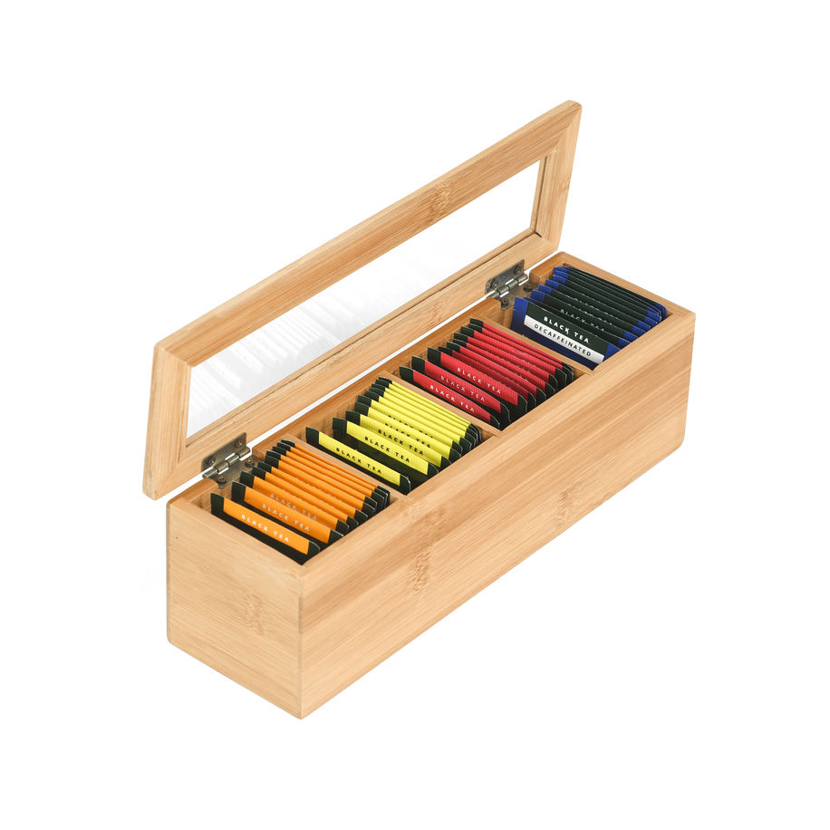 Boîte à thé naturelle à 4 compartiments