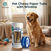 Emballage en tube de papier personnalisé pour friandises pour animaux de compagnie avec fenêtre, boîte cylindrique écologique pour compléments alimentaires pour chiens, fabricant en gros, logo personnalisé