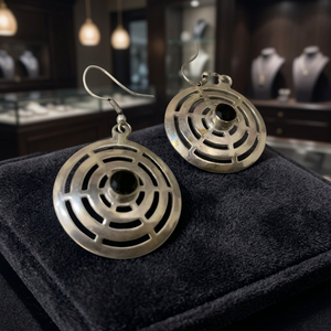 Pendientes Colgantes Tribales de Plata con Circonita Negra para Mujer, Alta Calidad, Mejor Precio, Piedra Preciosa India, Piedra de Nacimiento, para Fiestas y Eventos, Venta al por Mayor - Product Image 2