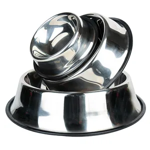 Stainless Steel Dog Bowl with Rubber Base for Small Medium Large Dogs Pets Feeder Bowl Water Bowl Perfect Choice JK