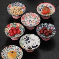 Chinese stijl porseleinen ronde handgeschilderde fruitschaal dessert schaal vintage huis gedroogd fruit snack schaal thee-bereidings schaal nieuw
