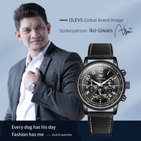 OLEVS 2912 Montre chronographe de luxe, à la mode, business, top time Deus Series Montre-bracelet à quartz multifonction rétro pour hommes