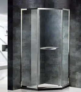 डायमंड स्टाइल टेम्पर्ड ग्लास बाथरूम शावर रूम केबिन शावर रूम स्वचालित स्लाइडिंग फ़्रेमयुक्त ग्लास शावर दरवाजे का निर्माण करें