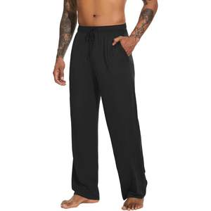 Pantalon de pyjama personnalisé pour homme en viscose de bambou, bas de pyjama doux avec cordon de serrage et poches, tailles S à XXL - Product Image 1