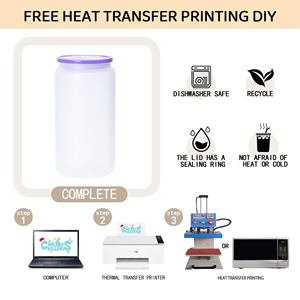 Bán buôn số lượng lớn 16oz thăng hoa màu rõ ràng thủy tinh có thể màu thạch cốc cà phê uống Tumblers với đầy màu sắc nắp nhựa - Product Image 3