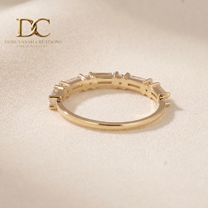 Bague classique en or massif 14 carats certifiée IGI avec diamant de laboratoire taille ronde, taille baguette, taille brillant, bijoux de luxe pour femme, pour mariage - Product Image 2