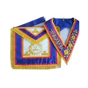 Masonic Mark Regalia Dress Apron <b>Collar</b> Set | Hand Embroidery Real Leather Apron and <b>Collar</b> - Product Image 1