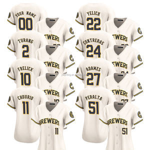 Kaos Jersey Baseball Wanita 2025 untuk Rumah, Ukuran Besar, Bordir Logo Kustom, Warna Beige, Bahan Bernapas - Product Image 1