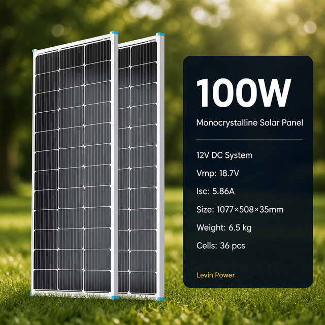 100W 12V Monocrystalline Solar Panel 36 Cells 1077x508mm 6.5kg Off Grid RV Boat Camping MPPT Charge OEM ODM Wholesale