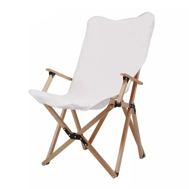 Customized White Butterfly Chair Beech Canvas Easy Foldable Outdoor Camping Folding Wood Beach Chair