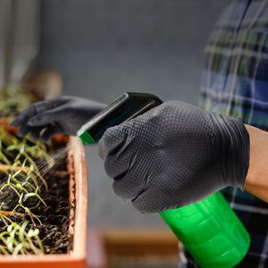 Gants de sécurité en nitrile <span class=keywords><strong>noir</strong></span> 8 mil, taille XL, antidérapants, pour mécaniciens, nettoyage, manipulation de produits chimiques, automobile, revêtement en latex, cuisine, alimentation - Product Image 4