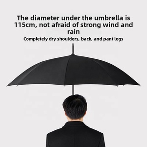 Parapluie droit professionnel à ouverture automatique, 8 baleines, en fibre de verre, résistant au vent et imperméable, pour l'extérieur, vente en gros - Product Image 3
