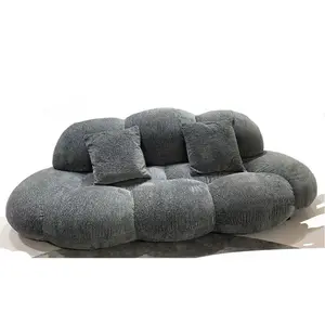 Modern sofa designer commercial furniture European soft small sofa living room fluffy wool fur shaggy sofa