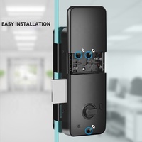 Serrure numérique intelligente TUYA pour porte coulissante en verre, contrôle par application, pour bureau et maison, en alliage d'aluminium, avec carte IC et Wi-Fi