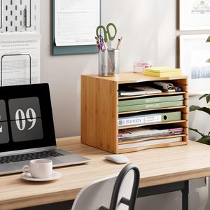 Organizzatore per Documenti in Bambù Best Seller, Classificatore di Carta per Ufficio, Casa o Scuola, Portadocumenti a 5 Livelli in Bambù - Product Image 2