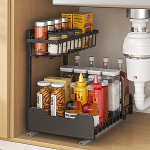 Organizador Metálico Extraíble de 2 Niveles <span class=keywords><strong>sin</strong></span> Agujeros para <span class=keywords><strong>Cajones</strong></span> de Cocina, Baño o Inodoro, para Condimentos y Especias - Product Image 2