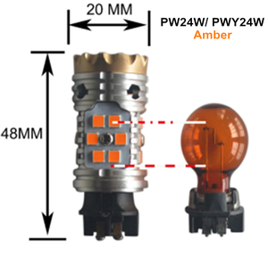 FSYLX 24SMD 3030 Canbus, Luz LED de Señal de Giro para Automóvil, Bombilla LED PW24W PWY24W, Luces LED de Freno, Estacionamiento y Reversa 7440 7443 para <span class=keywords><strong>BMW</strong></span> - Product Image 2
